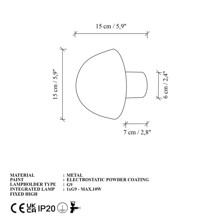 Opviq Lámpara de Pared de Metal Cromo